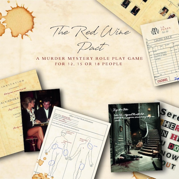 Red Wine Pact - Murder Mystery Kit - Mafia - Role Play Game - 12 / 15 / 18 Players