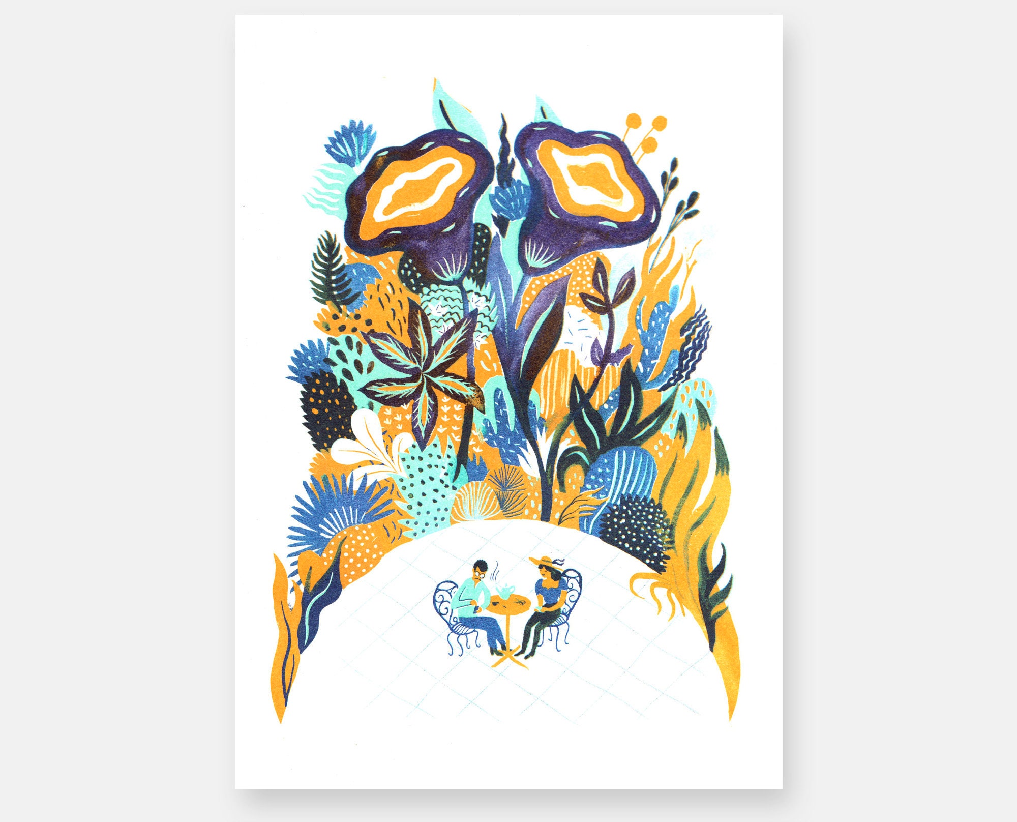 Café Fleuri. Impression Riso Format A4 sur Papier Munken 150 Gr