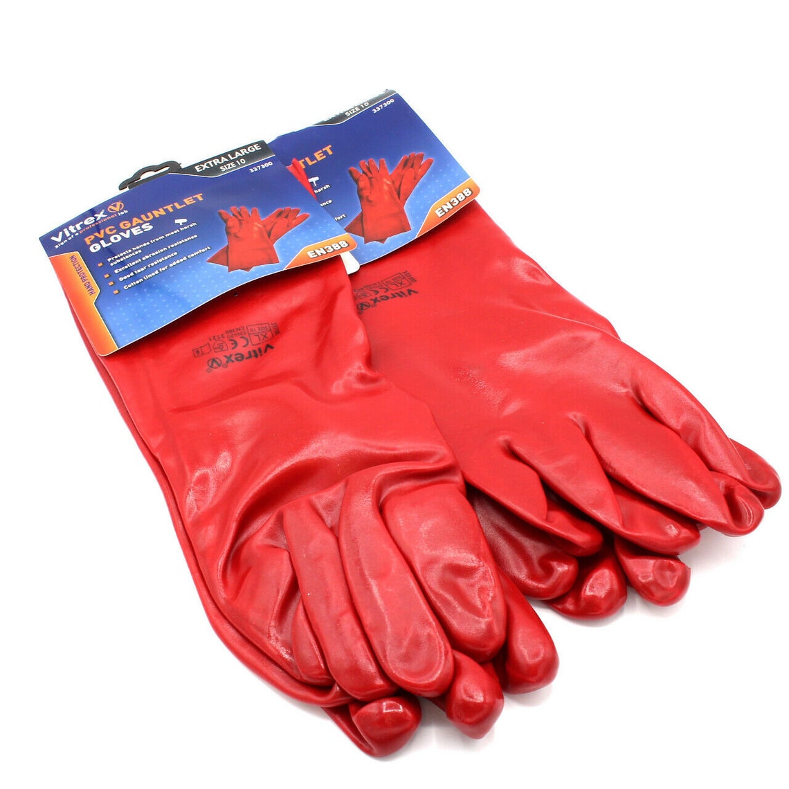 2 Pairs 40cm Heavy Duty Red PVC Gauntlet Gloves X Large Rubber Etsy
