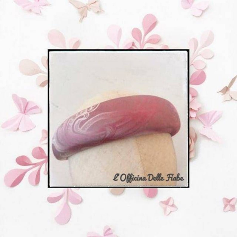 Matador Maxi silk hair hoop with silver lace print and pink shades Silk padded headband maxi Headband Coroncina wide