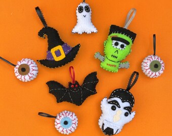 Halloween Decor - Halloween Ornaments - Felt Bat - Bat Decor - Dracula - Frankenstein - Halloween Party Favors