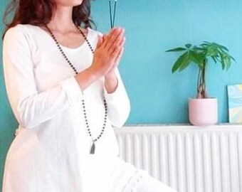 túnica de yoga, top de yoga, ropa de algodón blanco, traje de yoga, meditación, kundalini, suelto, regalo para ella, étnico, ropa de yoga, étnico