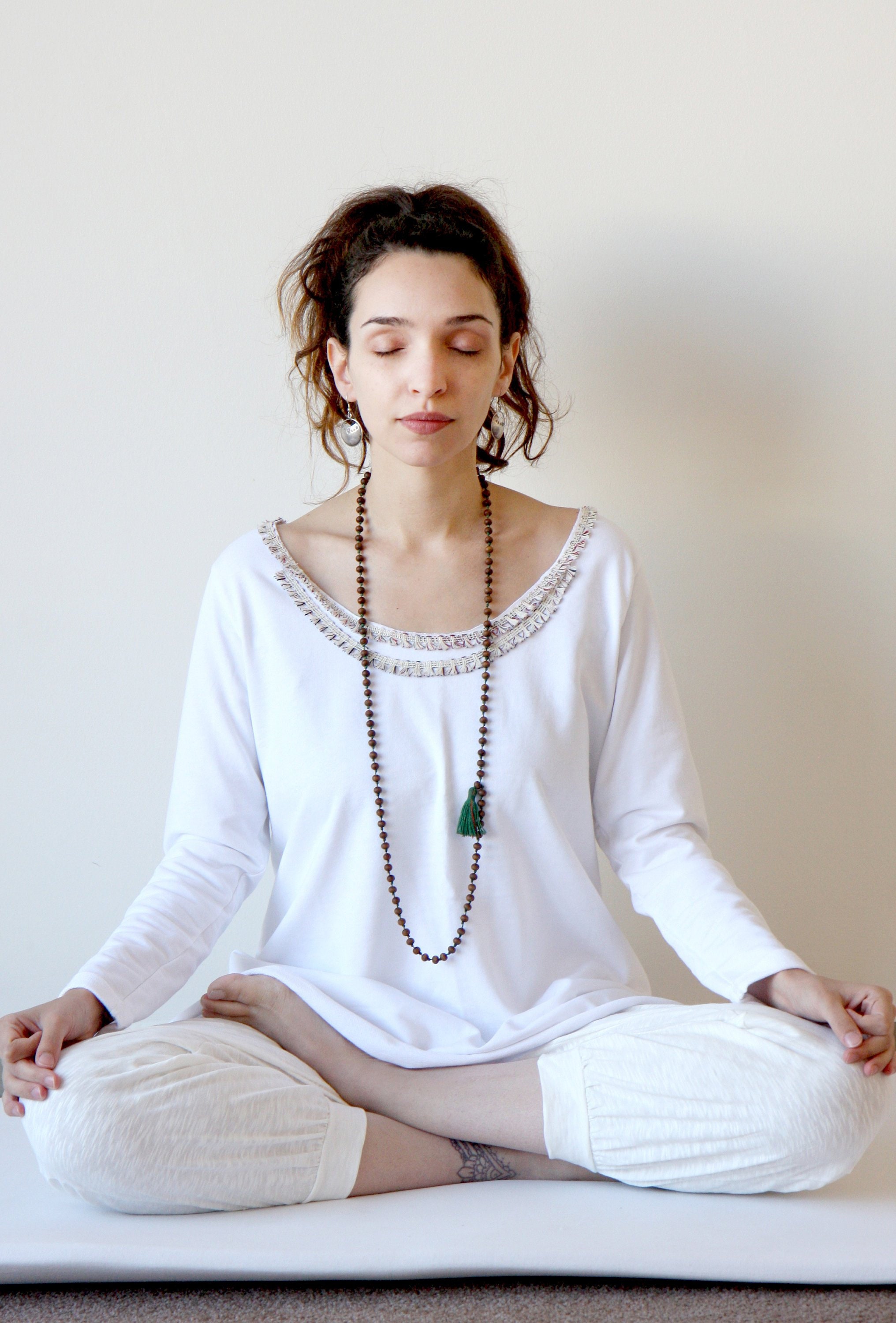 White Tunic Fouter 100% Cotton Yoga 