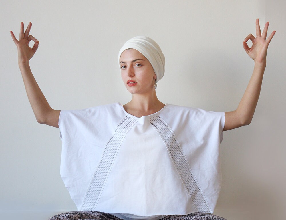 Yoga clothing women white cotton tunic broderie handmade Etsy