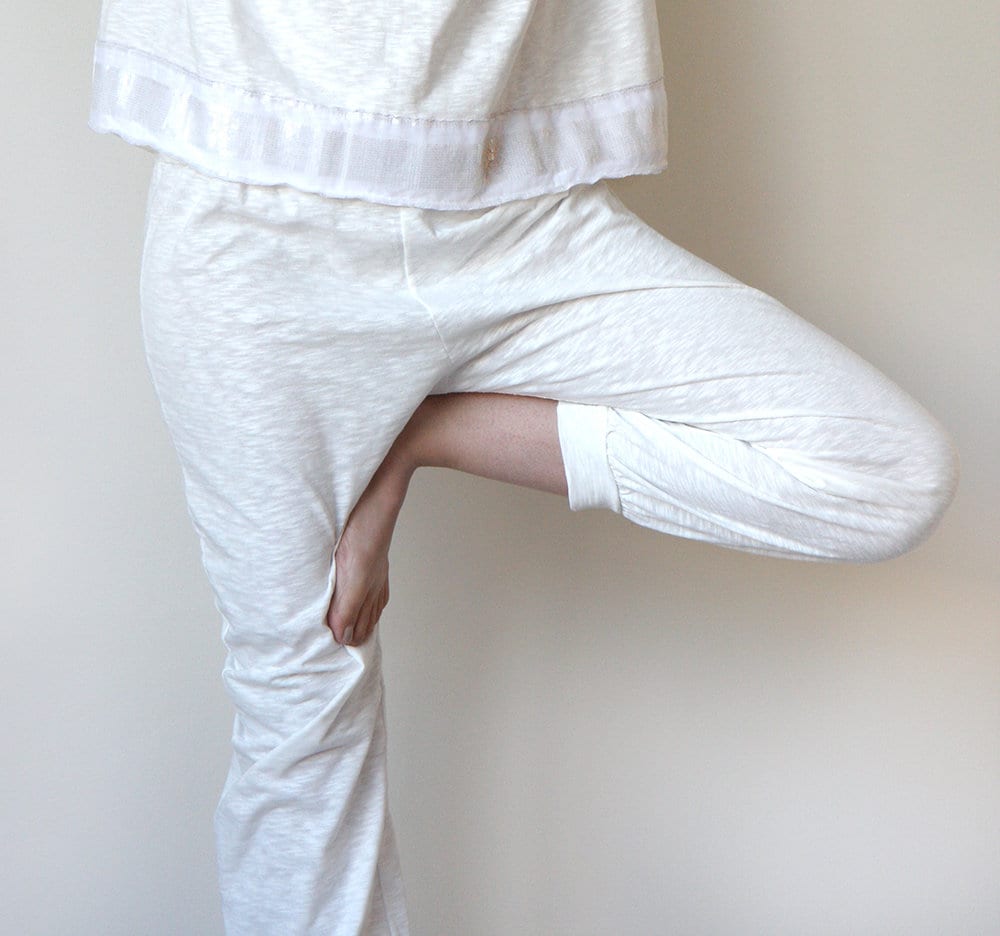 Pantalon de Yoga H/F Pavita - 100% coton Bio Blanc - Vêtements de