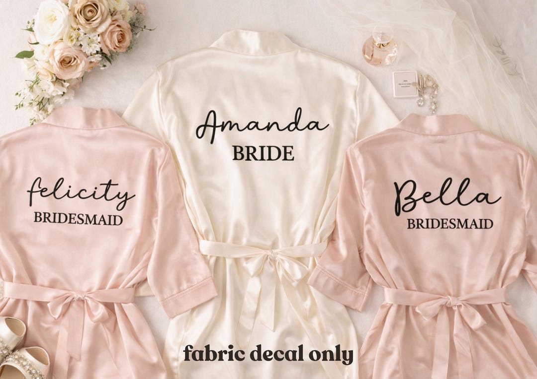 Personalized Bridal Party Robe Decals | Bride & Bridesmaid HTV Stickers ...