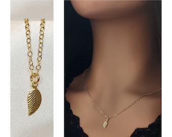 Gold filled leaf necklace , gold leaf necklace , gold leaf jewelry ,  gold minimalist necklace , gold filled necklace