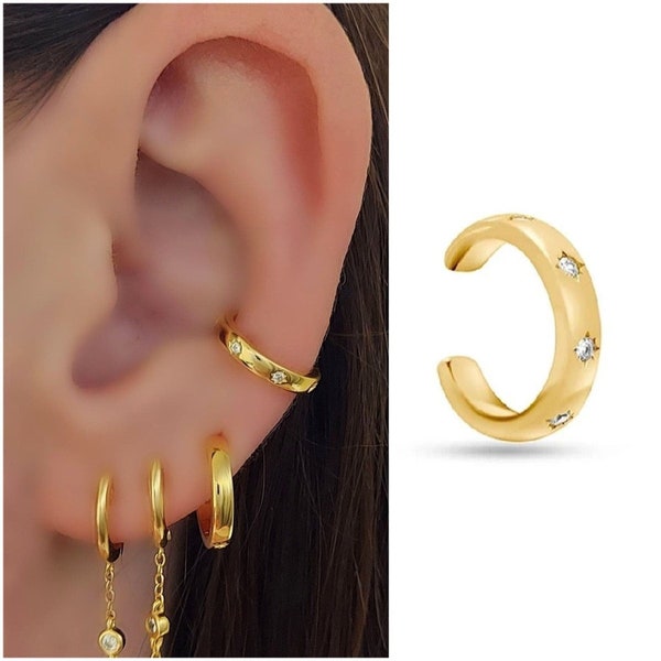 Cz ear cuff , gold ear cuff , silver ear cuff , 925 sterling silver , 18 carat gold plated , ear manchette , ear cuff