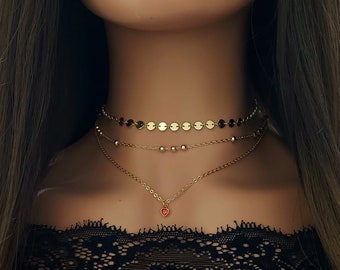 Gold ball choker / lead nikkelfree / 2 inch adjustable / gold ball choker / ball necklace / choker / choker necklace / chokers / bal choker