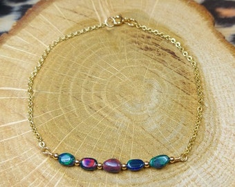 Black opal bracelet / opal bracelet / october birthstone bracelet / gold opal bracelet / birthstone bracelet / dainty bracelet / opal