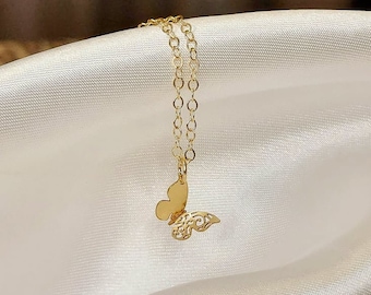 Gold filled butterfly necklace / butterfly necklace / gold butterfly necklace / dainty necklace / gold filled / gold butterfly jewelry