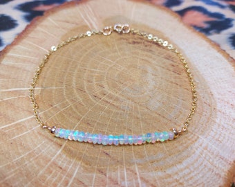 White opal bracelet / opal bracelet / october birthstone bracelet / gold filled / birthstone bracelet / dainty bracelet / white opal / opal