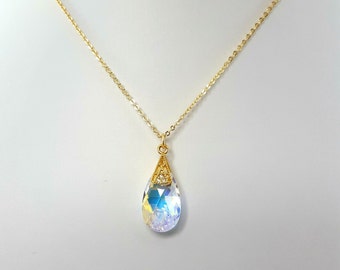 Gold plated swarovski necklace / swarovski necklace / gold necklace / crystal pendant / bridal necklace / bridesmaid jewelry / necklace