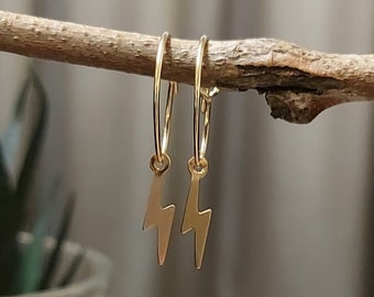 gold filled or sterling silver hoop earrings / lightning bolt / thunder bolt earrings / hoop earrings / gold hoop earrings / gold hoops / GF