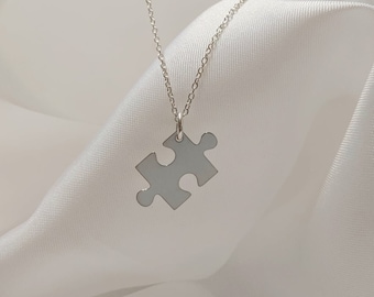 925 sterling silver jigsaw necklace / jigsaw necklace / silver puzzle piece necklace / puzzle piece necklace