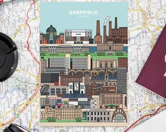 Postal ilustrada de Sheffield, South Yorkshire