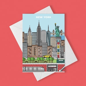 New York City Artwork Landmark Holiday City Break NYC Greeting Card