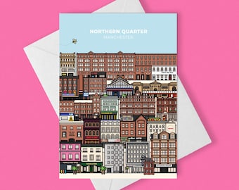 Northern Quarter Manchester Illustrated Greeting Card