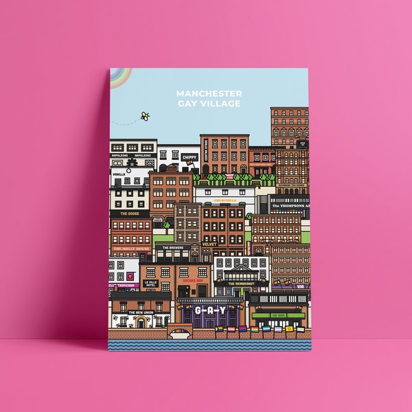 Manchester Gay Village | Canal Street | LGBTQIA+ Poster Print Artwork