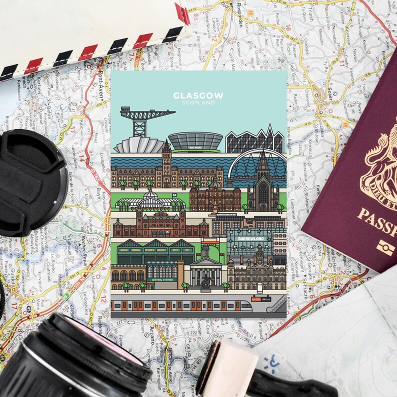 Glasgow Scotland Illustrated Postcard image 1