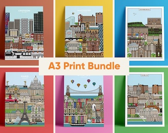 A3 Print Bundle | Illustrated Travel Posters