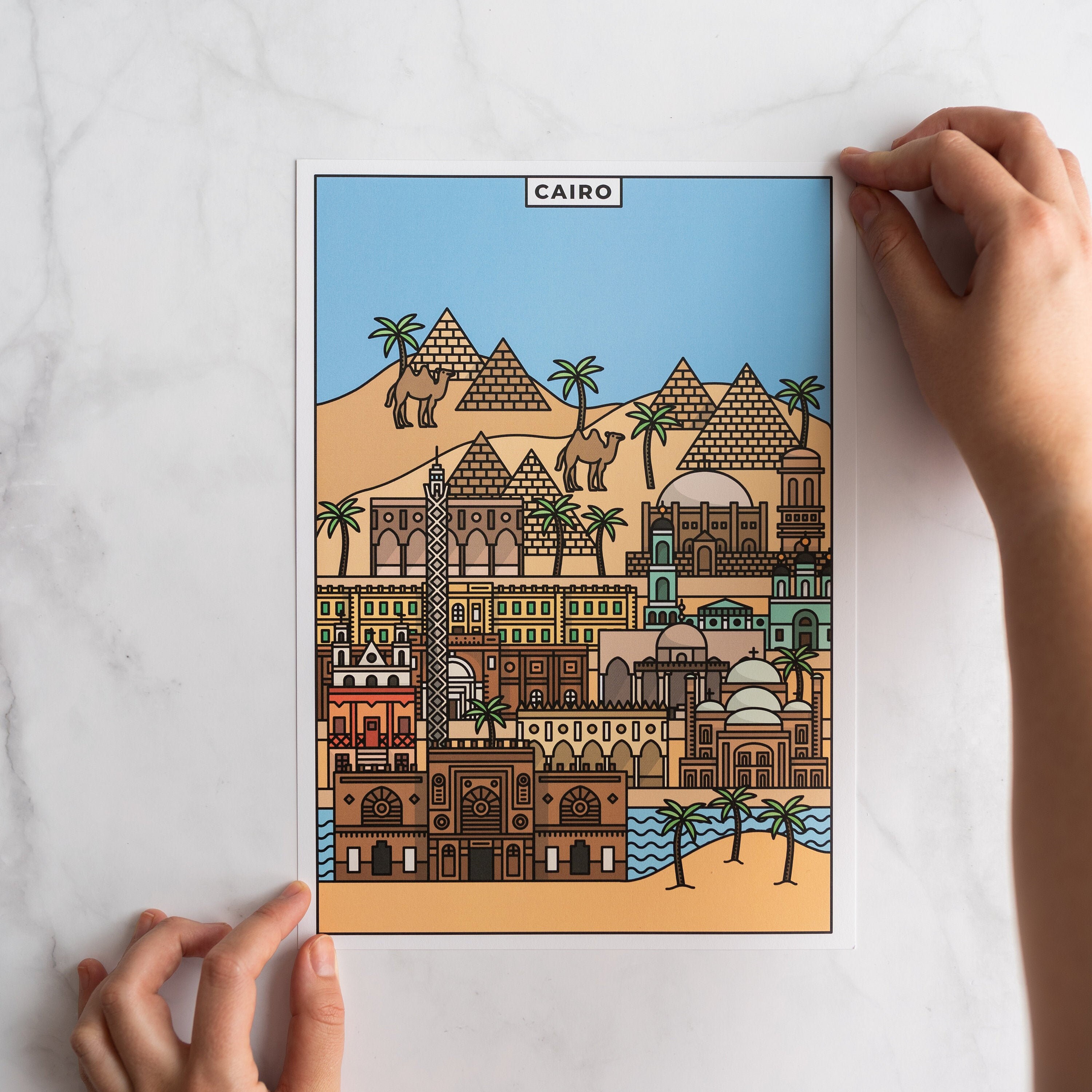 Cairo Egypt Landmarks Poster Print - Etsy UK