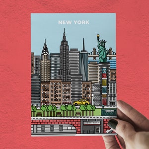 New York City Post Card - Artwork Landmark Holiday NYC