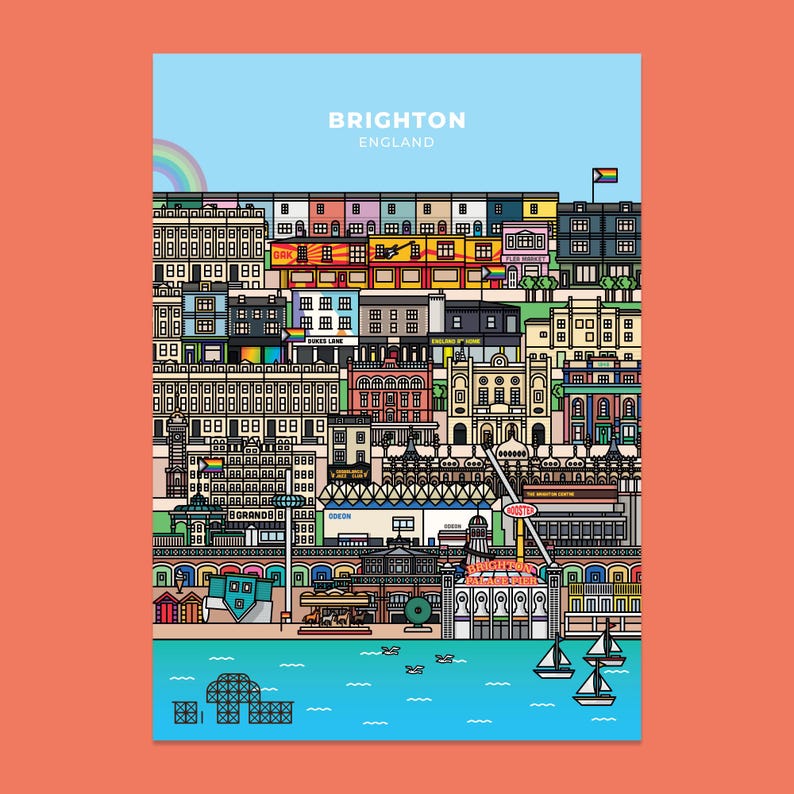 Brighton Seaside Illustrated Postcard image 4
