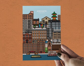 Ancoats Manchester Illustrated Postcard