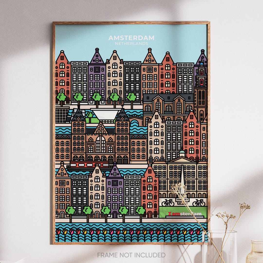 Amsterdam Houses Canals Art Poster Print for Home - Etsy