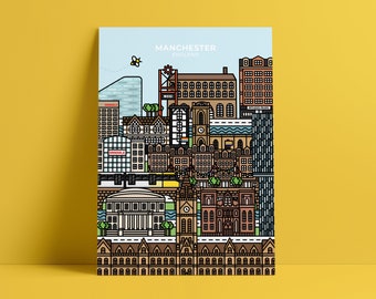 Manchester Landmarks City Poster Print Artwork