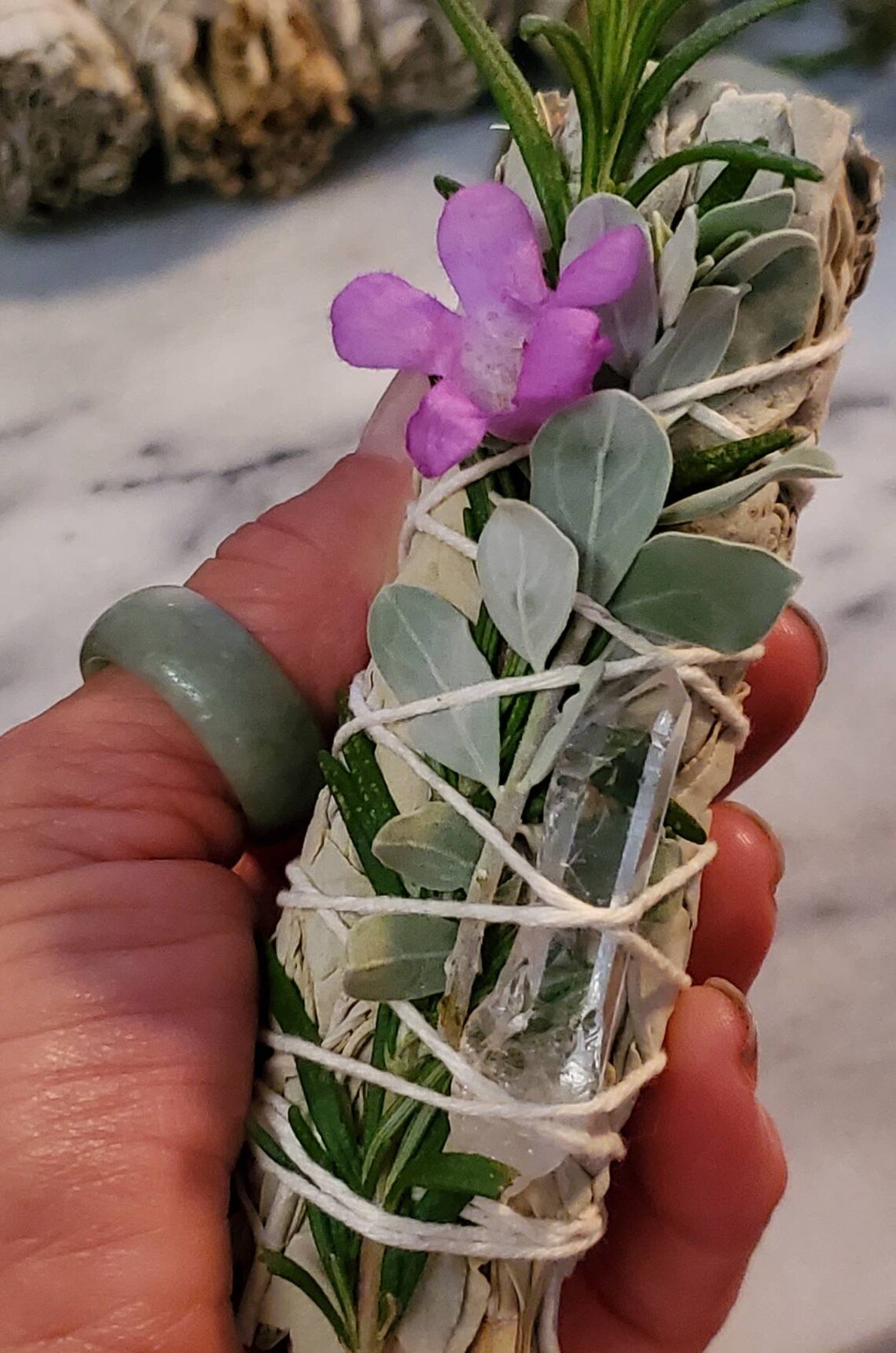 Sage Love Bundle with Sage Flower Rosemary and Quartz Crystal Etsy