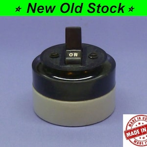 NEW Vintage Antique Round Toggle Light Switch - Bakelite/Porcelain, Single-Pole ON/OFF, architectural salvage by Paulding