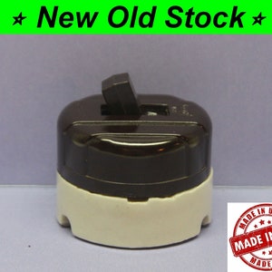 NEW Vintage Antique Round Toggle Light Switch - Bakelite/Porcelain, Single-Pole ON/OFF, architectural salvage by Eagle
