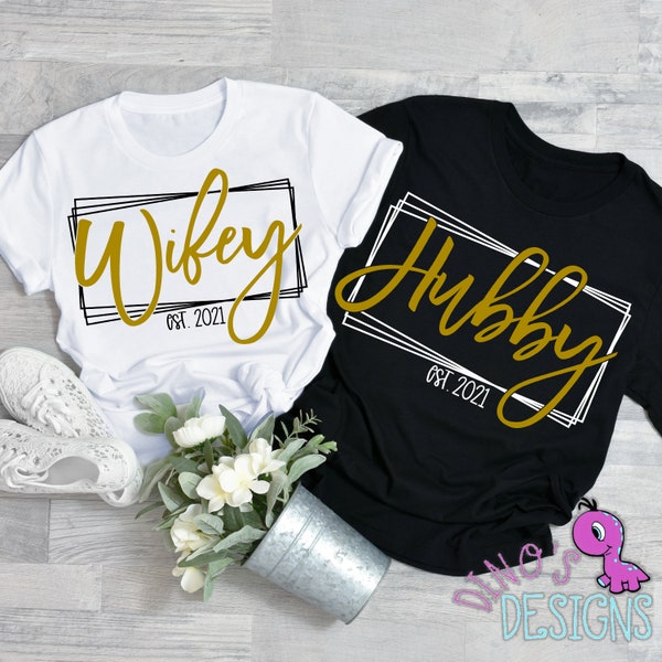 Wifey Hubby SVG, Cutting File, PNG, Sublimation, dtf File Bundle! Instant Download!! Year CHANGEABLE!! 4 Files!
