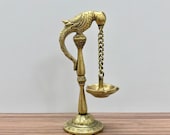 Diya, Deepak, Lamp, 6.5 Brass Parrot Design Oil Lamp, Festive Diya, Puja Lamp, Diya for Diwali, Diya with Parrot, Oil Diya, long stand Diya