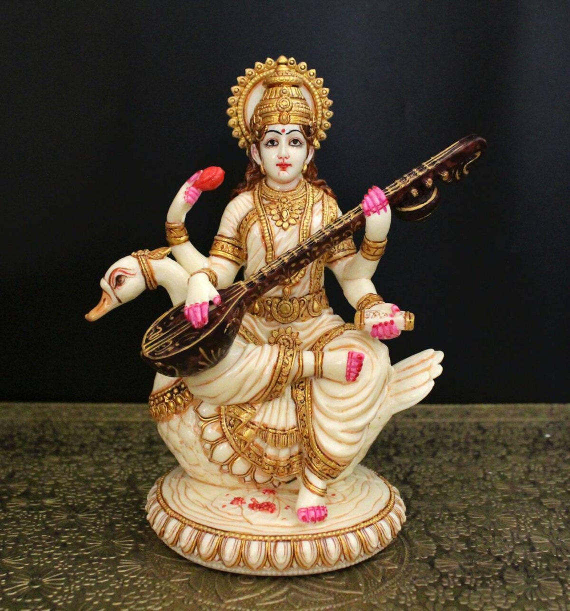 Saraswati Statue 8.5 Inch Goddess Saraswathi Idol Etsy