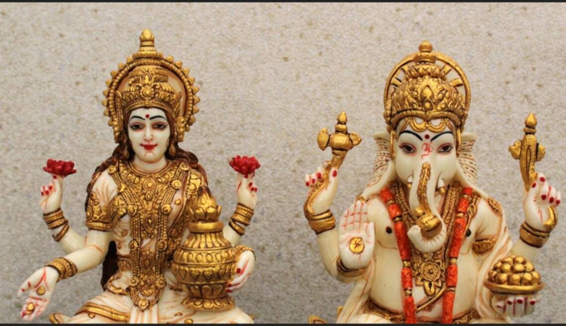 Ganesh Lakshmi Statue Statue for Diwali Puja Gift Goddess Etsy