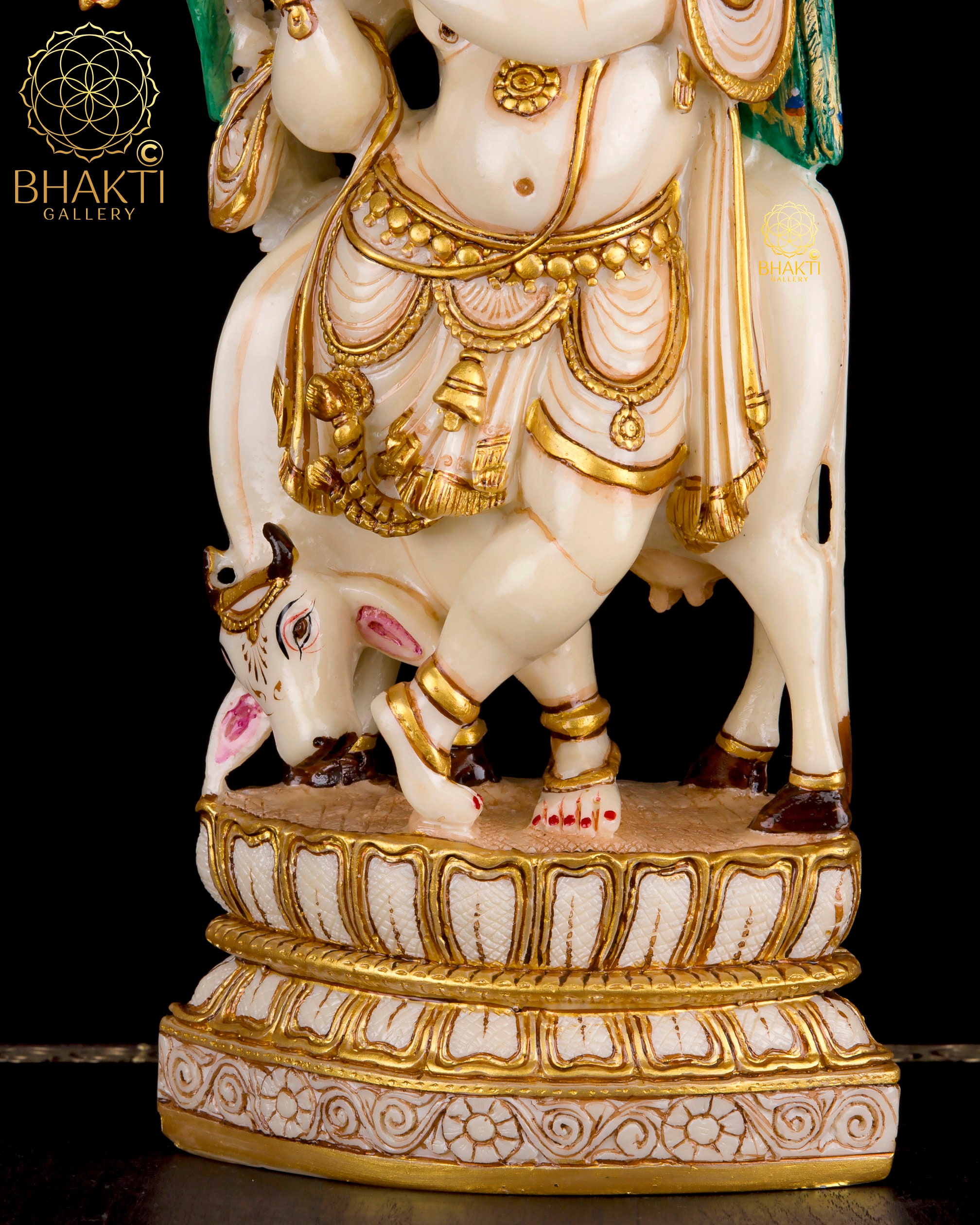 Krishna with Cow Statue 12 Inch Lord Krishna Idol Etsy