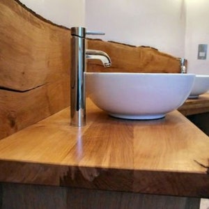 Lavabo de madera, roble, madera maciza, encimera, encimera de mesa