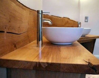 Washbasin wood, oak, solid wood, vanity top