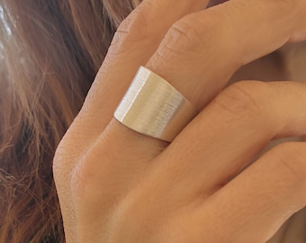 Matte Silver ring, Big silver ring, Open back Ring, Adjustable Ring, Chunky Silver Ring, One Size Ring, Minimalist Ring, 925 silver ring