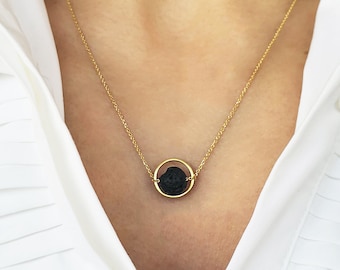 Essential Oil Jewelry for Women MUZHE Floating Black Lava Rock Essential Oil Necklace Diffuser Essential Oil Jewelry for Women MUZHE Floating Black Lava Rock Essential Oil Necklace Diffuser