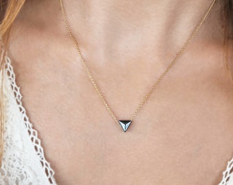 Fidget necklace, Fidget pendant, Dainty gem necklace, Real hematite necklace, Geometric necklace, Geometric pendant, Spinner necklace