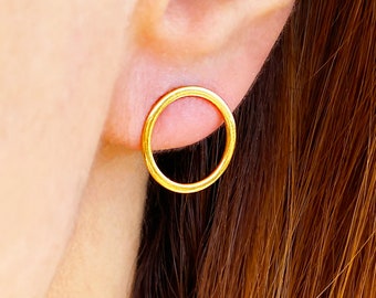 Open Circle Studs, Circle Stud Earrings, Gold Hoop Studs, Big Circle Studs, Geometric Gold Studs, open circle earrings, Minimalist earrings