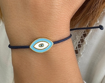 Griekse blauwe boze oog-armband, gelukssieraden ter bescherming, verstelbaar