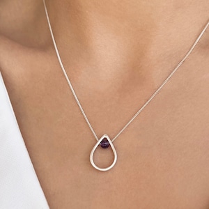 February Birthstone Necklace for Pisces gifts, Amethyst Crystal Necklace,  Aquarius Birthday gifts, February birthstone Dainty drop necklace