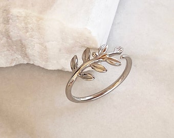 Nature Inspired Ring, Botanical Ring, Olive Leaf Ring, Olive Branch Ring, Dainty Leaf Ring, Nature ring, Adjustable Ring, Plant Ring