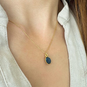 London Blue Topaz Necklace, Stacking necklace, Good Vibes Necklace, November Birthstone Necklace, Minimalist Necklace, London Blue Necklace