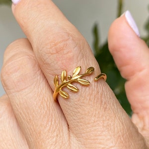 Nature Inspired Plant Ring, Botanical Ring, Olive Leaf Ring, Olive Branch Ring, Minimalist Jewelry, Stacking Rings